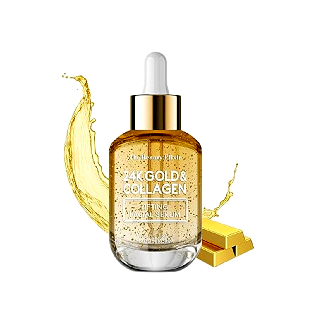 The Beauty Elixir 24K Gold & Collagen Face Serum – Anti-Aging Hydrating Korean Skincare – 1.69oz