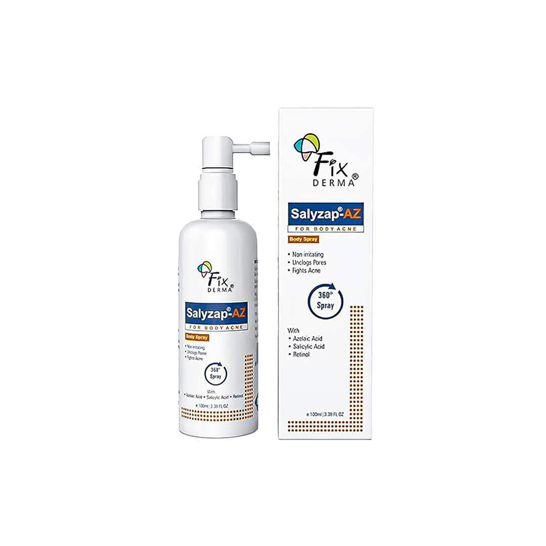 Fixderma Salyzap-AZ Body Acne Treatment Spray – 2% Salicylic Acid + 2% Azelaic Acid (100ml)